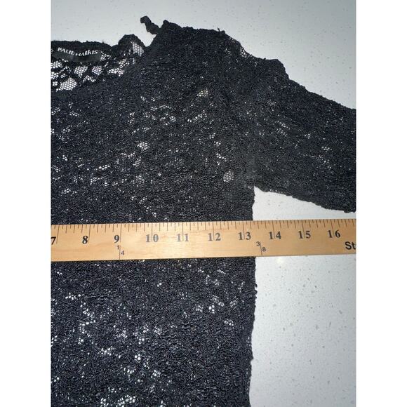 Lace Sheer Black Long Sleeve Pull over top Small 90s Y2K witchy Goth whimsygoth - Picture 5 of 7